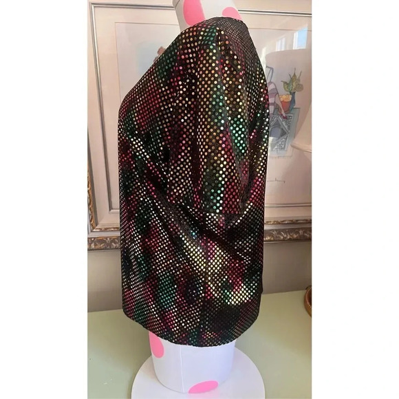 Vintage Kathie Lee Collection Women’s Large Multicolor Vibrant Sequin Shirt Top - Picture 3 of 11